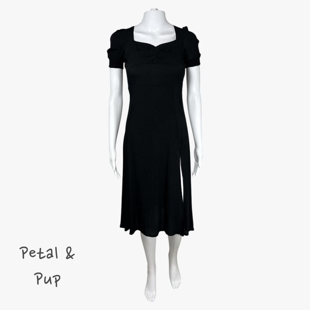 Petal & Pup Exclusives Women's Franklin Midi Dress in Ebony Sz 0